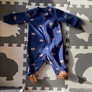 Baby boy 0-3 months fleece football pajamas